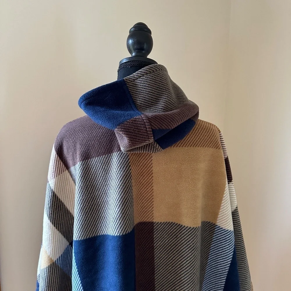 *RACHEL ROY* Blue x Tan Plaid Hooded Jacket One Size